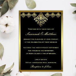 Invitación Elegante Boda negro y oro