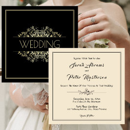 Invitación Elegante Boda negro y oro
