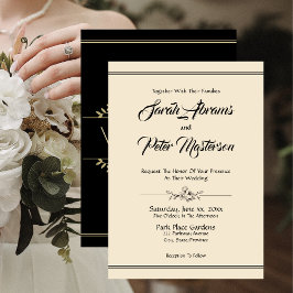 Invitación Elegante Boda negro y oro