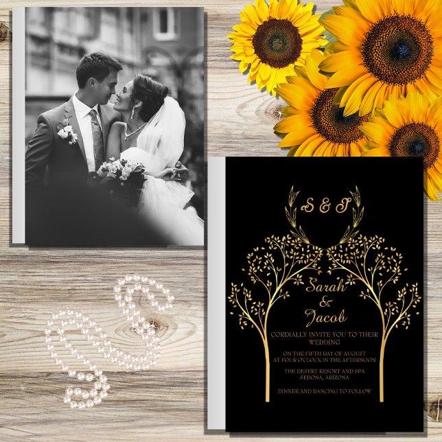 INVITACIÓN ELEGANTE BODA NEGRO Y ORO (Subido por el creador)