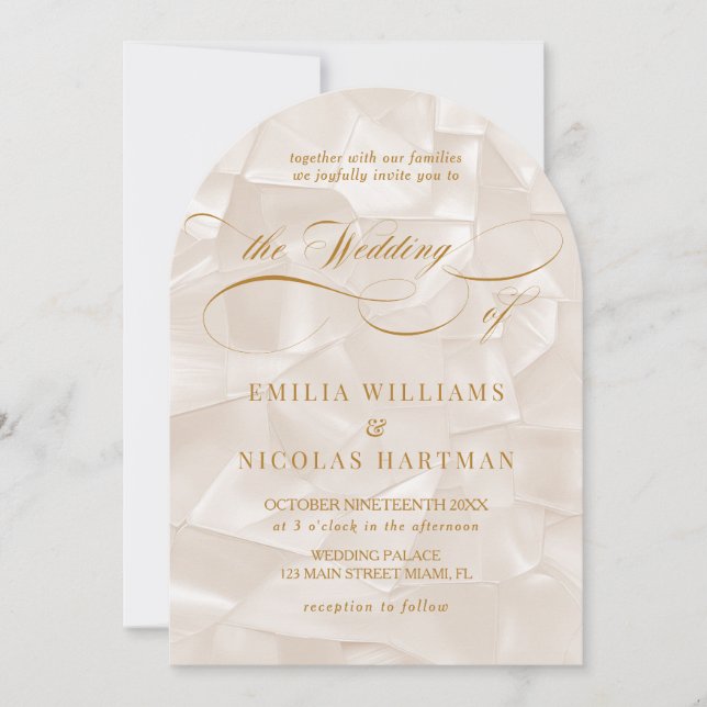 Invitación Elegante Boda Neutral Beige Foto (Anverso)