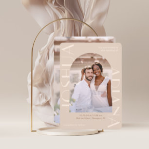 Invitación Elegante Boda Neutral de dos fotografías