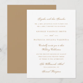 Invitación Elegante Boda Neutral en Champán Dorado