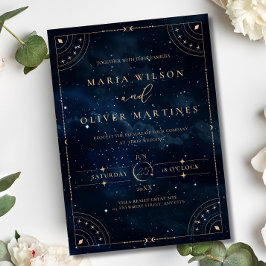 Invitación Elegante Boda Noche Estrellada Celestial Invitació