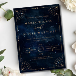 Invitación Elegante Boda Noche Estrellada Celestial Invitació