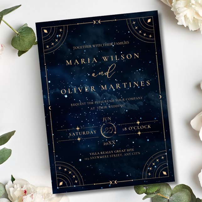 Invitación Elegante Boda Noche Estrellada Celestial Invitació (Subido por el creador)