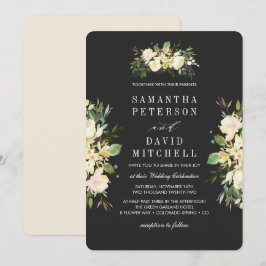 Invitación Elegante Boda Orgánico Botánico de Marfil