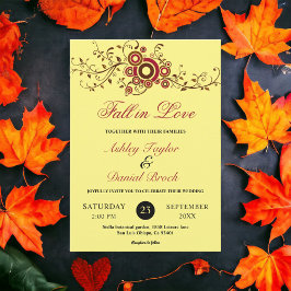 Invitación Elegante Boda Ornate Foliage Yellow Fall Floral