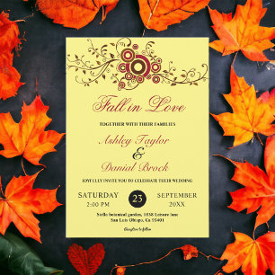 Invitación Elegante Boda Ornate Foliage Yellow Fall Floral