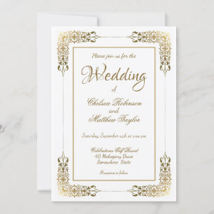 Invitación Elegante Boda Ornate Gold Lace