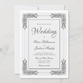 Invitación Elegante Boda Ornate Silver Gray y White Lace