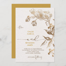 Invitación Elegante Boda Orquídea Dorada