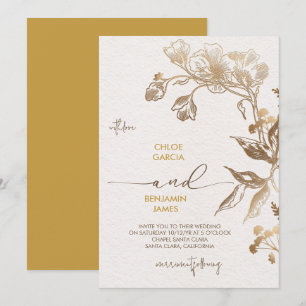 Invitación Elegante Boda Orquídea Dorada