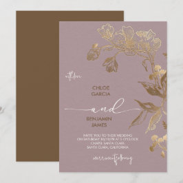 Invitación Elegante Boda Orquídea Dorada