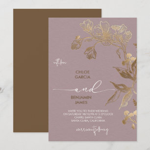 Invitación Elegante Boda Orquídea Dorada