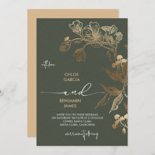 Invitación Elegante Boda Orquídea Dorada