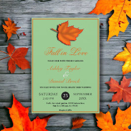 Invitación Elegante Boda Otoñal de Hojas Rústicas y Salvia