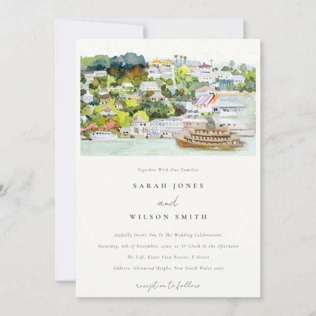 Invitación Elegante Boda paisajístico del país de cruceros fl (Anverso)