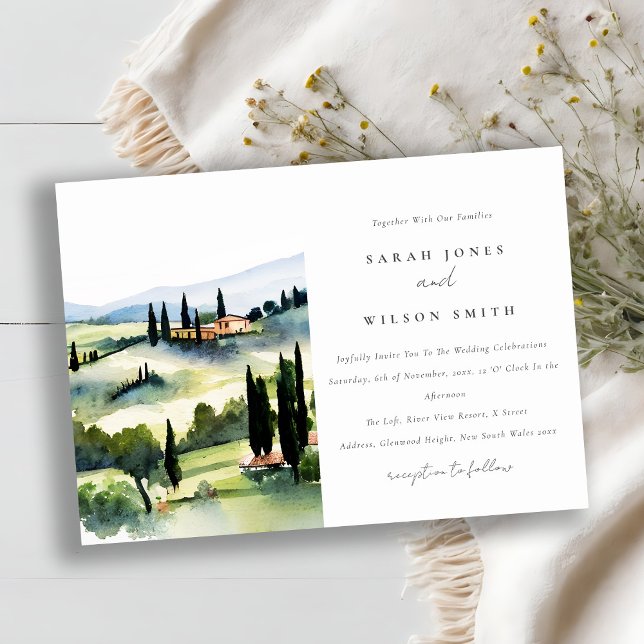 Invitación Elegante Boda paisajístico toscano-italiano (Subido por el creador)