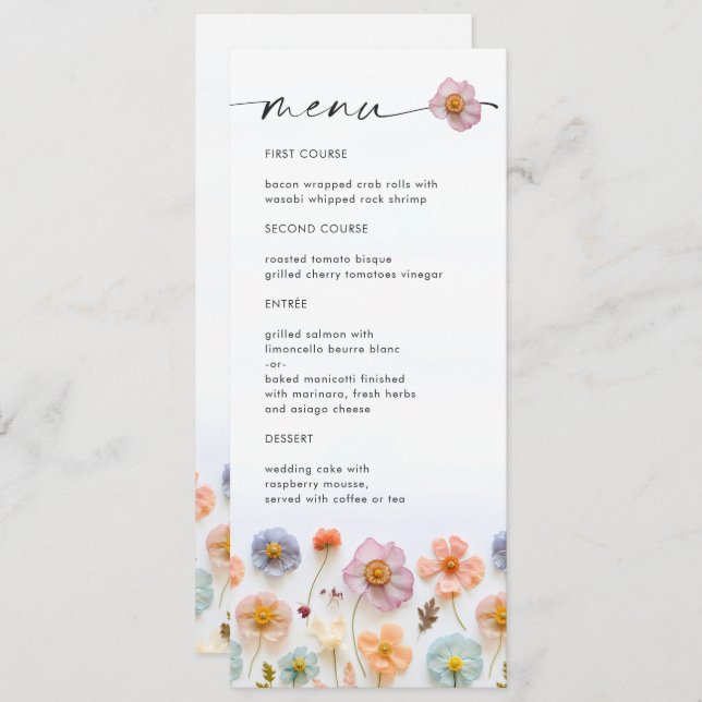 Invitación Elegante Boda Pastel Rosa Boho Wildflower (Anverso / Reverso)