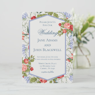 Invitación Elegante Boda Patriótico Blanco Rojo y Azul
