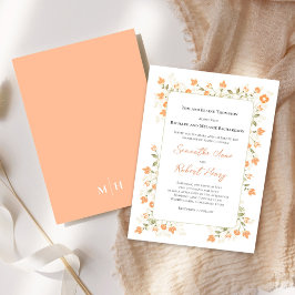 Invitación Elegante Boda Peach Floral Verdor