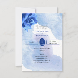 Invitación Elegante Boda personalizada de Flor Azul