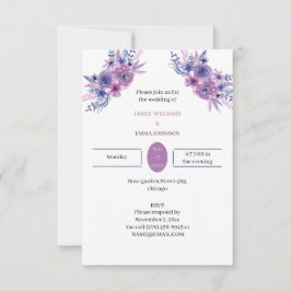 Invitación Elegante Boda personalizada de Flor Púrpura