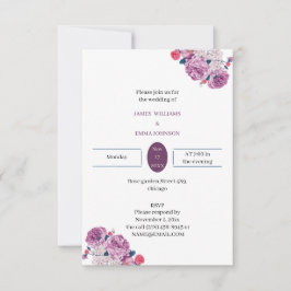 Invitación Elegante Boda personalizada de Flor Púrpura
