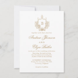 Invitación Elegante Boda personalizada Escudo Monograma Dorad