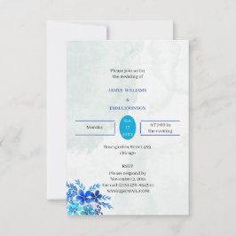 Invitación Elegante Boda personalizado de flores azules