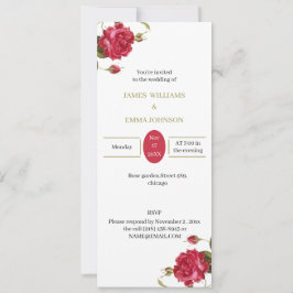 Invitación Elegante Boda personalizado de flores rojas