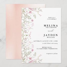Invitación Elegante Boda Pink Wild Floral