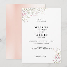 Invitación Elegante Boda Pink Wild Floral