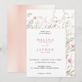 Invitación Elegante Boda Pink Wild Floral