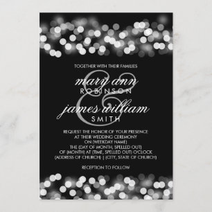 Invitación Elegante Boda Plata Hollywood Glam