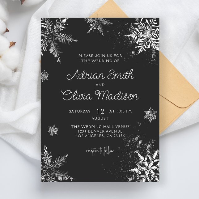 Invitación Elegante Boda plateado de invierno Wonderland Snow (Subido por el creador)