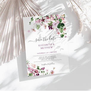 Invitación Elegante Boda Purple Wildflowers