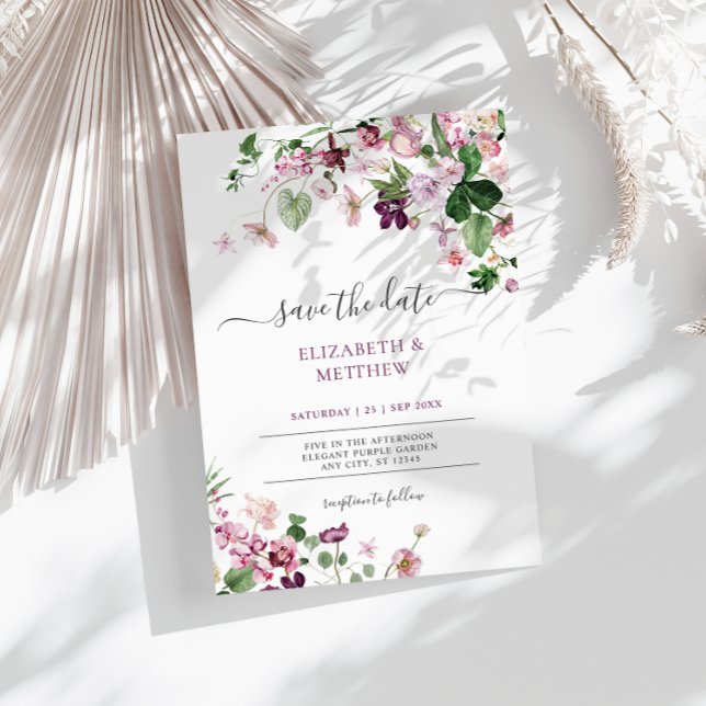 Invitación Elegante Boda Purple Wildflowers (Subido por el creador)