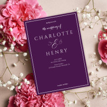 Elegante Boda púrpura con guión de caligrafía