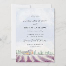 Invitación Elegante Boda púrpura de color de agua de campo de