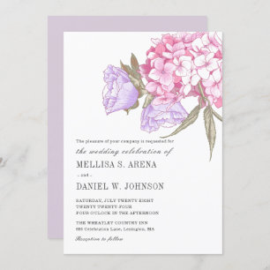 Invitación Elegante Boda Púrpura Floral Rosa