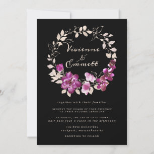 Invitación Elegante Boda Púrpura Floral Rosa