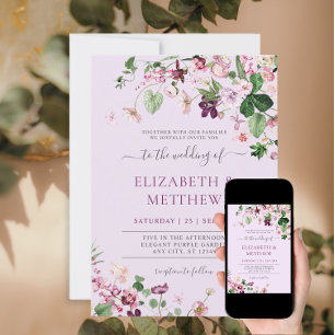 Invitación Elegante Boda Púrpura Púrpura Flor Salvaje