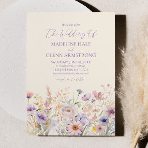 Invitación Elegante Boda Púrpura Púrpura Flor Silvestre Meado