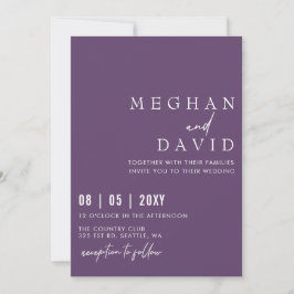 Invitación Elegante Boda Púrpura Simple Escrito A Mano