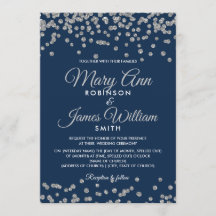 Elegante Boda Purpurina de Faux Plata Armada Confe