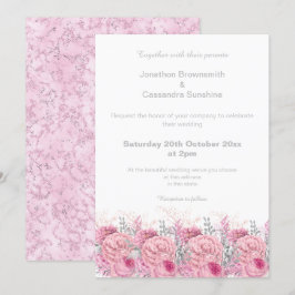 INVITACIÓN ELEGANTE BODA PURPURINA DE MÁRMOL ROSA DE BONITO