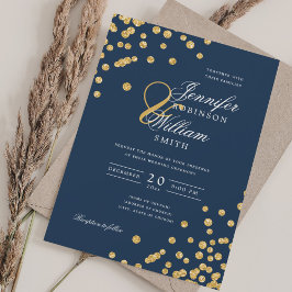 Invitación Elegante Boda  Purpurina de oro Armada Confetti