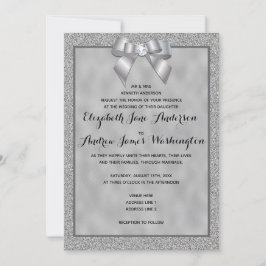 Invitación Elegante Boda Purpurina plateado y elegante